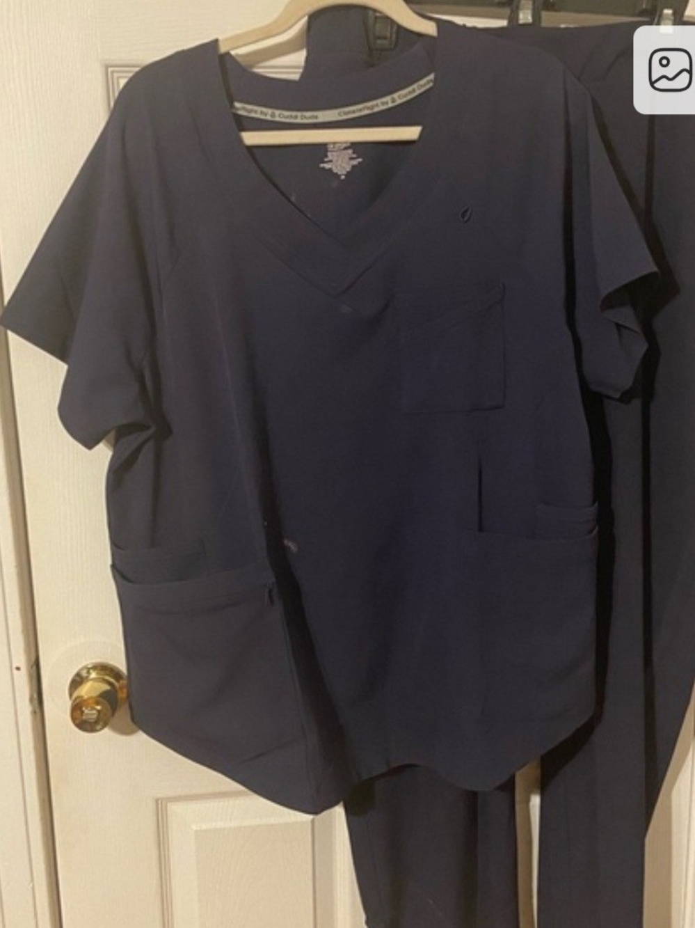Cuddl Duds Navy Blue V-Neck Top